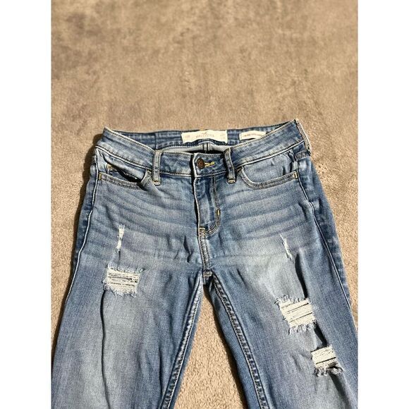Hollister Low Rise Super Skinny Distressed Stretch Blue Jeans 00R W23 L30 (F4) - Picture 5 of 8